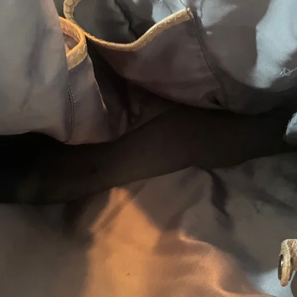 Tan Hobo Bag with Snakeskin Texture and Slouchy Silhouette - Picture 5 of 7